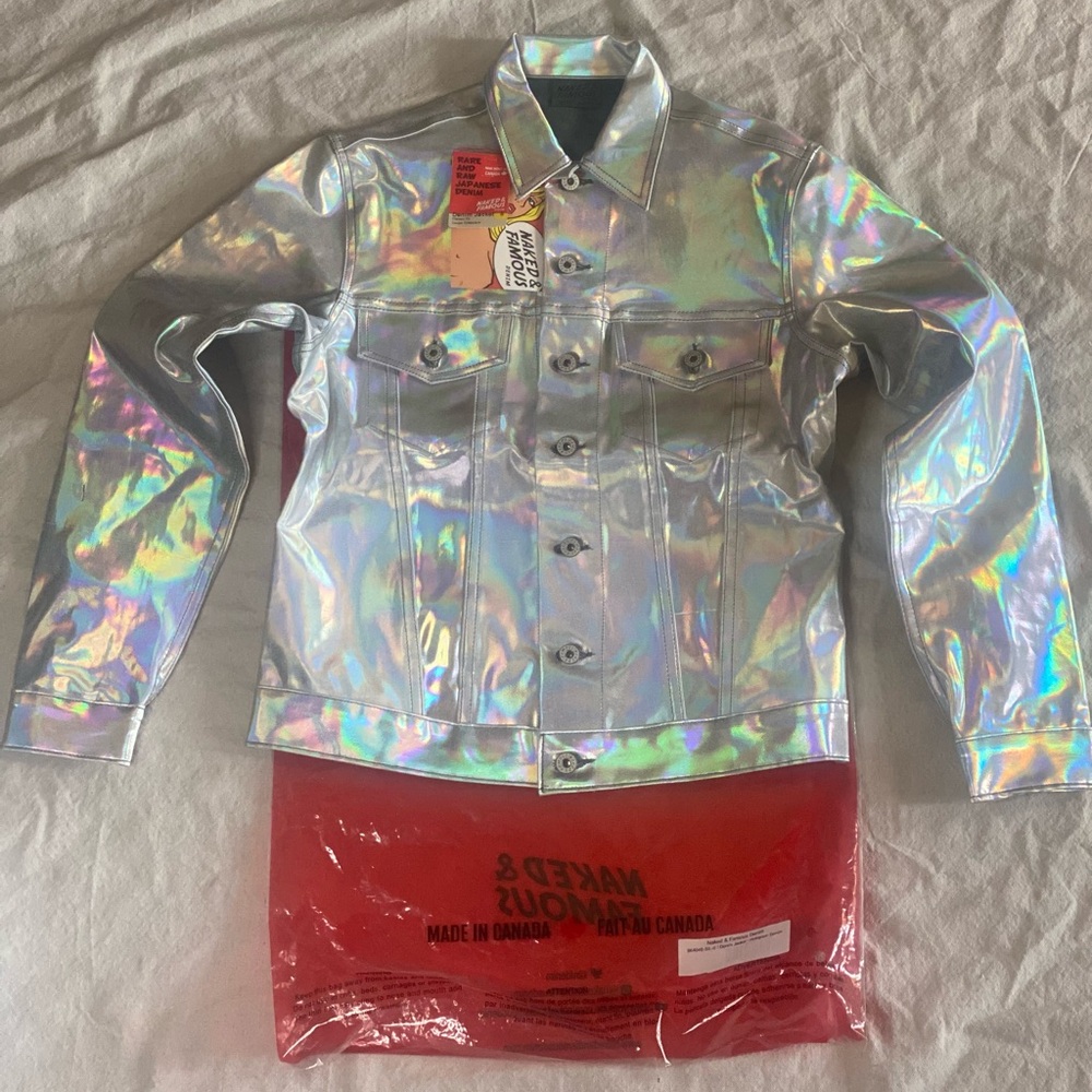 NWT RARE Naked and Famous Hologram Denim Jacket/Size Small